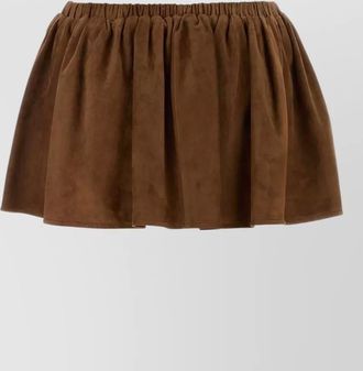 Miu Miu suede mini skirt pleated elastic waistband