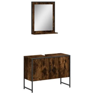 Berkfield Home 2 Piece Bathroom Cabinet Set Smoked Oak Engineered Wood in Brown