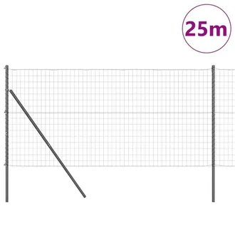 Berkfield Home Modern Euro Fence with 13 Posts 1x25 m Galvanised Steel Grey