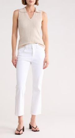 Democracy Scallop Fray Hem Crop Flare Leg Jeans in Optic White at Nordstrom Rack, Size 12