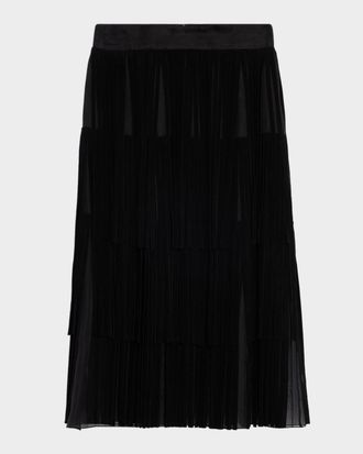 Dolce & Gabbana Tiered Fringe Silk Organza Midi Skirt