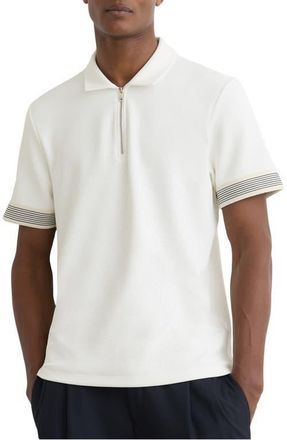 Reiss Bruno Quarter Zip Polo in White at Nordstrom, Size Medium