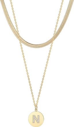 Adornia Set of 2 Initial Pendant & Herringbone Necklaces in Gold-N at Nordstrom Rack