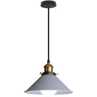 OEM Lustre - Suspension Metal Abat-jour Abierto E27 Diametro 22 Cm Gris - Para Salon Cocina Oficina Cafe Restaurante - 1 Unidad