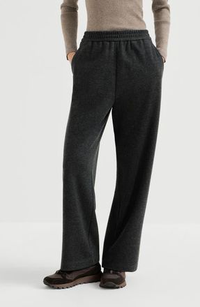 Brunello Cucinelli Cashmere interlock track trousers in Anthracite at Nordstrom, Size Xx-Large