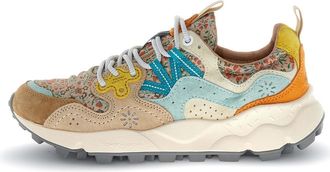 Flower Mountain Multi-Textured Sneakers with Floral Panels and Chunky Sole