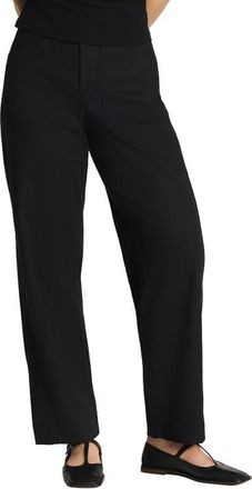 Spanx SPANXsupersmooth Stretch Cotton Twill Barrel Leg Pants in Classic Black at Nordstrom, Size X-Small
