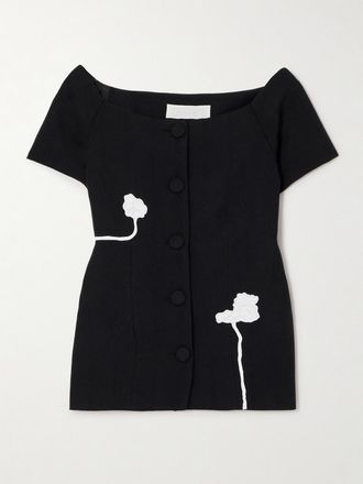 D'Estrëe Paris Blusa In Twill Di Lana Con Applicazioni Hashiro - Nero