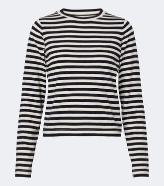 Extreme Cashmere N&deg;451 Lisa striped cotton and cashmere top