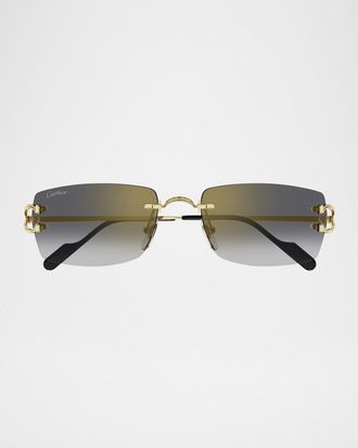Cartier Men & apos;s CT0550SM Metal Rectangle Sunglasses