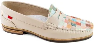 Marc Joseph New York East Village 2.0 Leather Penny Loafer in Beige Mosaic Napa at Nordstrom, Size 10.5