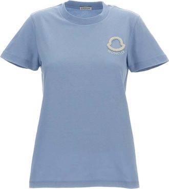 Moncler Sky Blue Crew Neck Logo T-Shirt