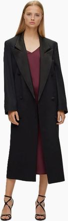 HUGO BOSS Womens Solid Patterned Waxed Jacket with Lapel Collar - Black - Size: 10