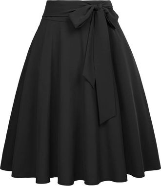 Belle Poque 1950 Style Women Evening Party Office Casual A-Line Skater Skirts Black(561-1) XX-Large