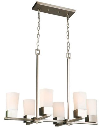 Eglo Eglo Ciara Springs 6 Light Multi Light Pendant With Brushed Nickel Finish & Frosted Glass Shades