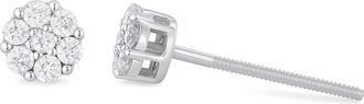 LuvMyJewelry Meadow 0.15 Ct TW Lab Grown Diamond Cluster Studs 14K Gold Earrings