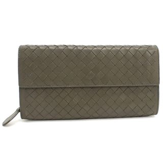 Bottega Veneta Intrecciato Khaki Leather Long Wallet (Bi-Fold) (Pre-Owned)