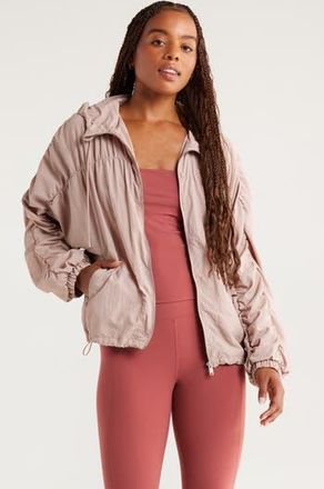 Zella Travel Lite Ruched Jacket in Pink Fawn at Nordstrom Rack, Size X-Large
