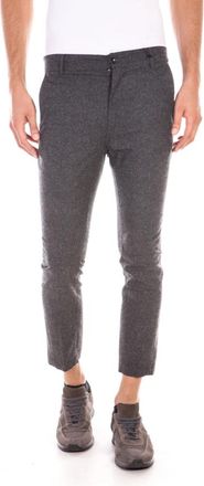 Daniele Alessandrini Pantalone Bagnato Senza Zip - Heren - Slim Fit Broeken - Grijs - L - Leer - Broeken