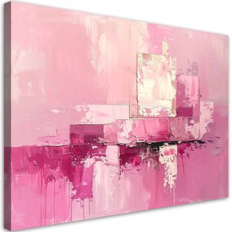 Feeby Cuadro En Lienzo Abstracci&oacute;n Rosa Textura De Estilo Boho 100x70