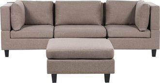 Beliani Modular Sofa 3 Seater UNSTAD Fabric Brown with Ottoman