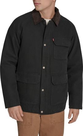 Levi's Cotton Canvas Field Jacket with Corduroy Collar in Black at Nordstrom, Size Xx-Large