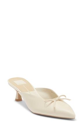 Dolce Vita Cleo Pointed Toe Kitten Heel Mule in Bone Leather at Nordstrom, Size 9.5