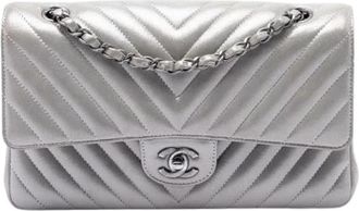 Chanel Pre-owned Classic Double Flap Shoulder Bag - Dames - Vintage Schoudertas - Grijs - ONE Size - Leer - Vintage