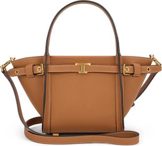 Tod's Mini T Signature Leder Tote Bag - Dames - Handtassen - Bruin - ONE Size - Leer - Tassen