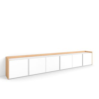 Skraut Home Mueble tv efecto madera blanco y roble 309x35x50cm
