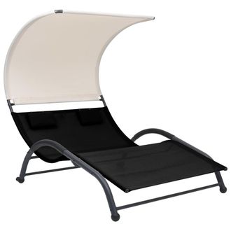 vidaXL Vidaxl - Lettino Prendisole Doppio Con Baldacchino In Textilene Nero
