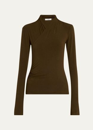 Vince Long-Sleeve Faux-Wrap Top
