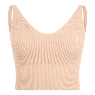 PESERICO Tops, Dames, Beige, L, Leer, Mouwloze Top