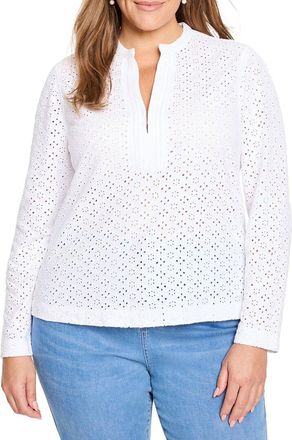 Nic+Zoe Nic+Zoe Plus Knit Eyelet Split Neck Top