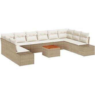 vidaXL Conjunto De Sof&aacute; De Jard&iacute;n 11 Pcs Beige, Blanco Vidaxl