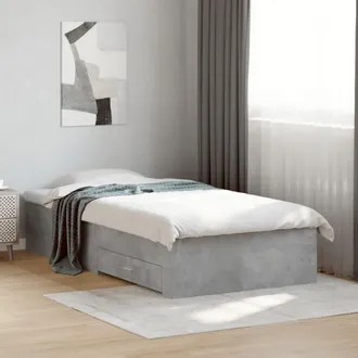 vidaXL Cama Con Cajones Madera Ingenier&iacute;a Gris Hormig&oacute;n 100x200 Cm Vidaxl