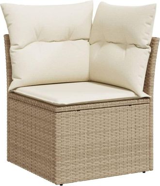 vidaXL Sill&oacute;n De Esquina De Jard&iacute;n Con Cojines Rat&aacute;n Sint&eacute;tico Beige Vidaxl