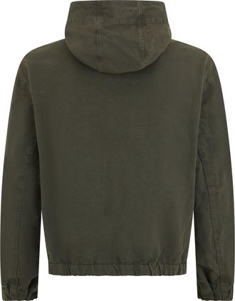 Stone Island Mens Hooded Jacket Khaki Cotton Bomber