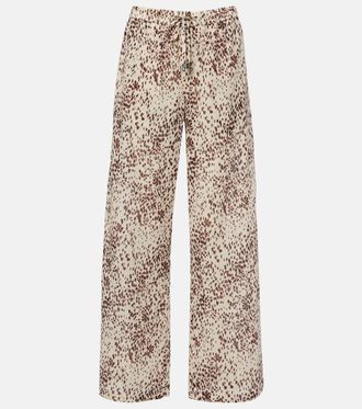 The Attico Leopard-print cotton wide-leg pants