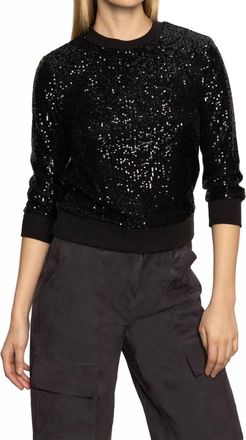 Sanctuary Relaxed Sparkle Popover Top In Black