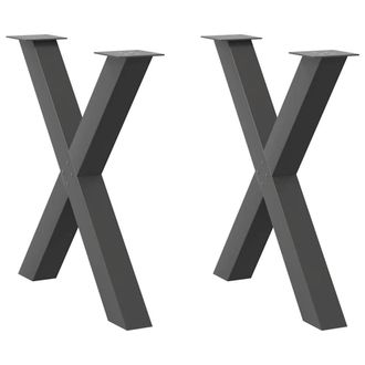 Berkfield Home Dining Table Legs X-Shaped 2 pcs Anthracite 80x(72-73) cm Steel in Black