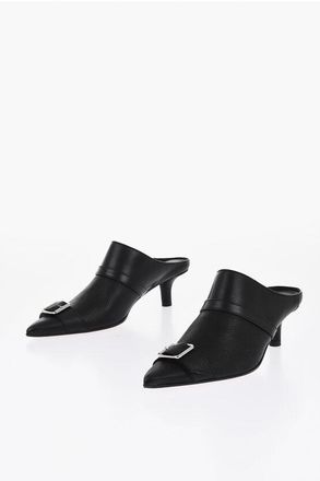 Maison Margiela MM6 Hammered Leather Mules with Buckle 6cm size 38,5