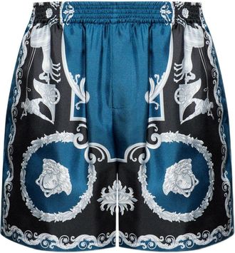 Versace Baroque-Printed Silk-Nylon Shorts with Elastic Waistband