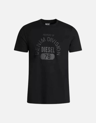 Diesel Mens Diesel Property Of Denim Division Logo Black T-Shirt - Size: 38