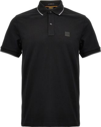 HUGO BOSS Black Solid Shirt Collar Polo