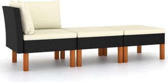 vidaXL Set Muebles De Jard&iacute;n 3 Pzas Rat&aacute;n Sint&eacute;tico Madera Eucalipto Vidaxl