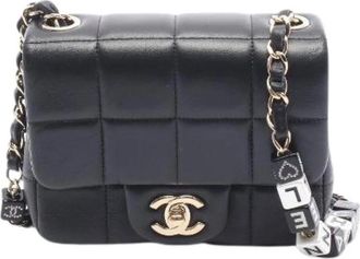Chanel Pre-owned Chocolate Bar Leather Shoulder Bag - Dames - Vintage Schoudertas - Zwart - ONE Size - Leer - Vintage