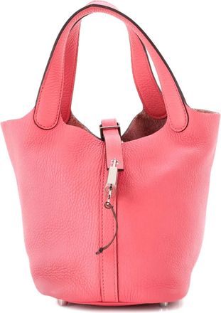 Herm&egrave;s Borsa a secchiello Picotin Lock PM in pelle Clemence - Rosa
