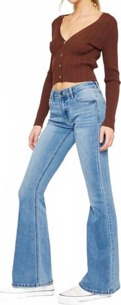 Kancan Mid Rise Flare Jeans In Blue