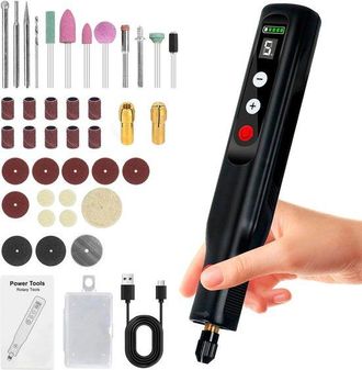OEM Herramienta Rotativa Inal&aacute;mbrica Recargable, 5 Velocidades, Pantalla Led, 39 Accesorios, Para Lijar, Pulir, Taladrar, Grabar E Imprimir En 3d